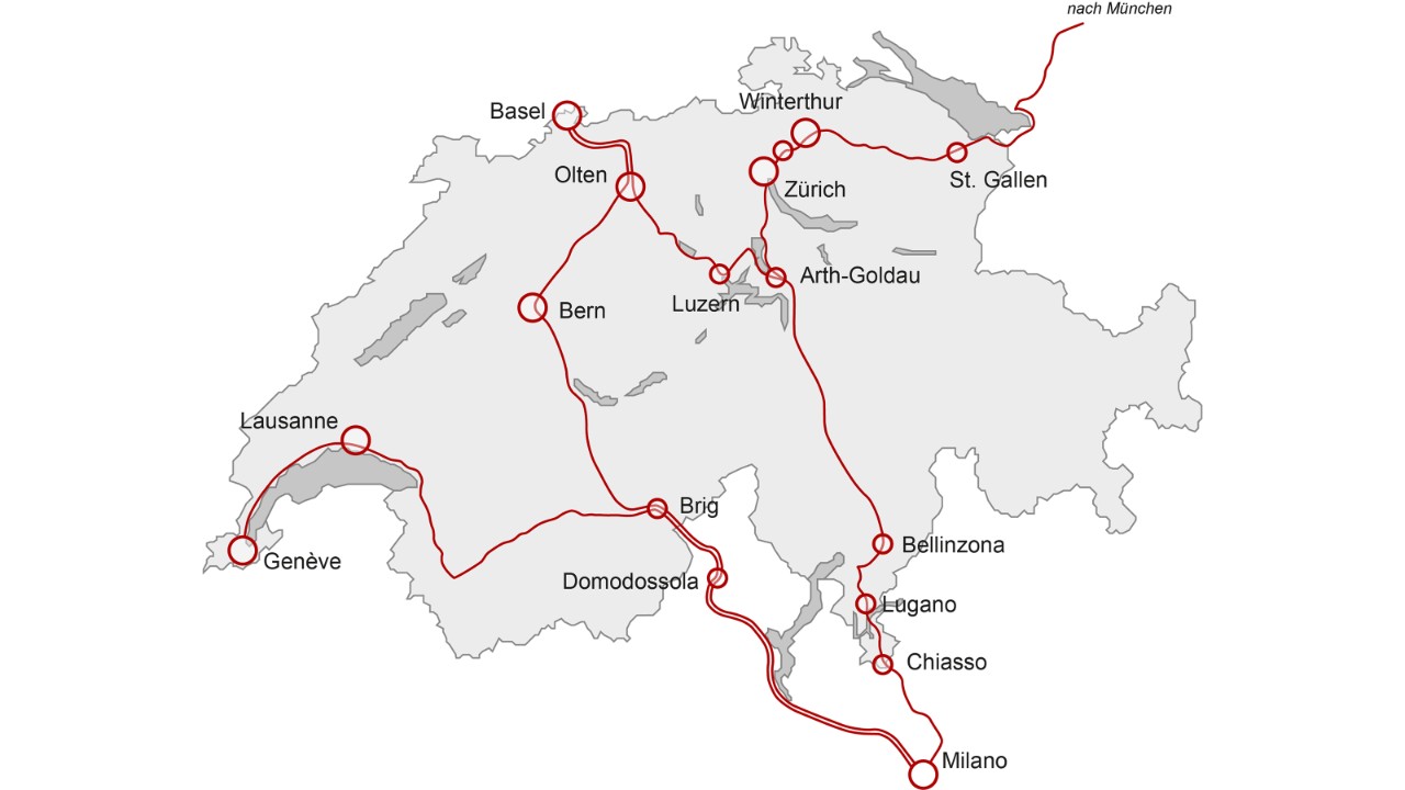 Auf der 2D-Übersichtskarte der Schweiz sieht man die Einsatzstrecken der ETR 610. Die ETR-610-Flotte verkehrt im internationalen Verkehr von Basel SBB oder von Zürich HB via Gotthard nach Mailand. Eine zweite Einsatzstrecke führt von Basel SBB via Bern–Brig–Domodossola ebenfalls nach Mailand. Die ETR 610 sind ebenfalls von Genève via Brig–Domodossola nach Mailand im Einsatz. Neu verkehren diese Züge auch von Zürich via St. Margrethen nach München.